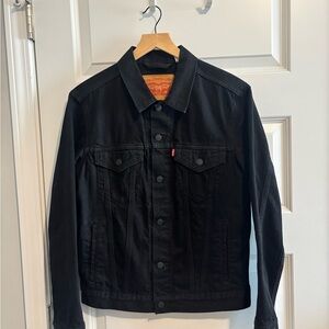 Levi's Men's Black Denim Jacket w/ Pink Print on the Back